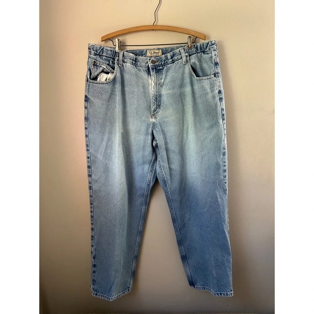 90s LL Bean Men's Blue Comfort‎ Waist Jeans Denim Pants Retro Classic